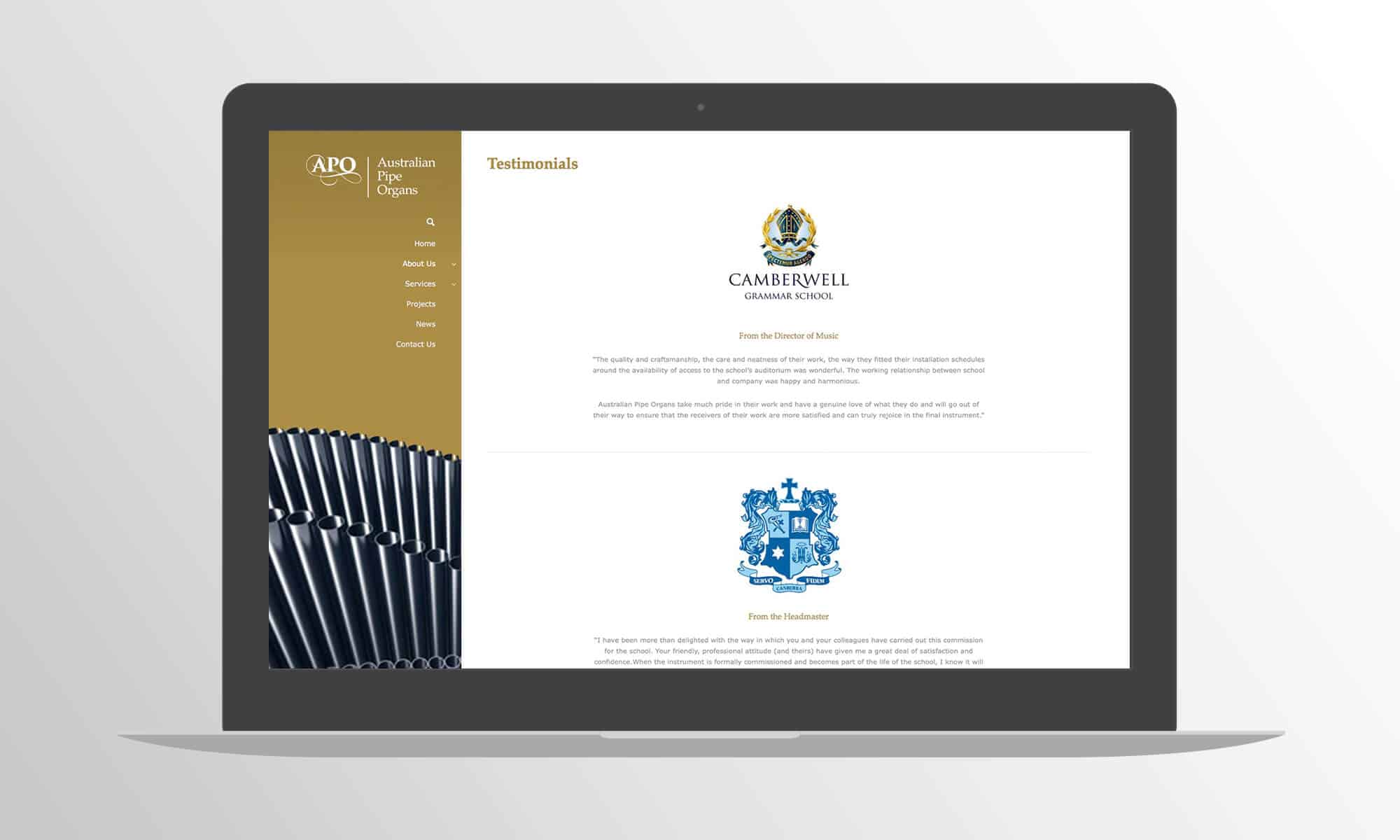 Australian Pipe Organs - Responsive Website Design 3